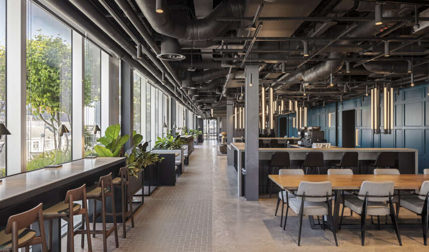 Mix track lighting with industrial ceilings